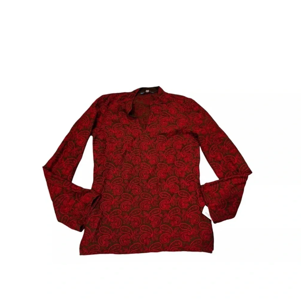 NOS Vintage Johnny Was Paisley Print Tunic Top Red Women’s S Y2K Bohemian Hippie - Picture 1 of 8